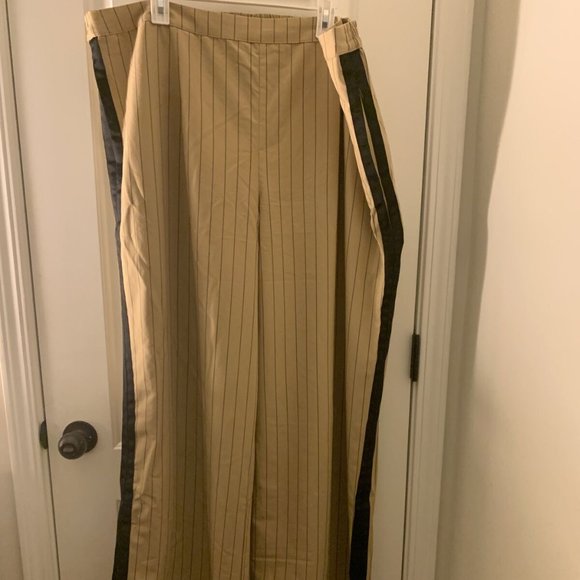 La Ligne Women's Plus Size 2X Trousers Wide Leg Hi Rise Pants Khaki Black - Picture 1 of 10